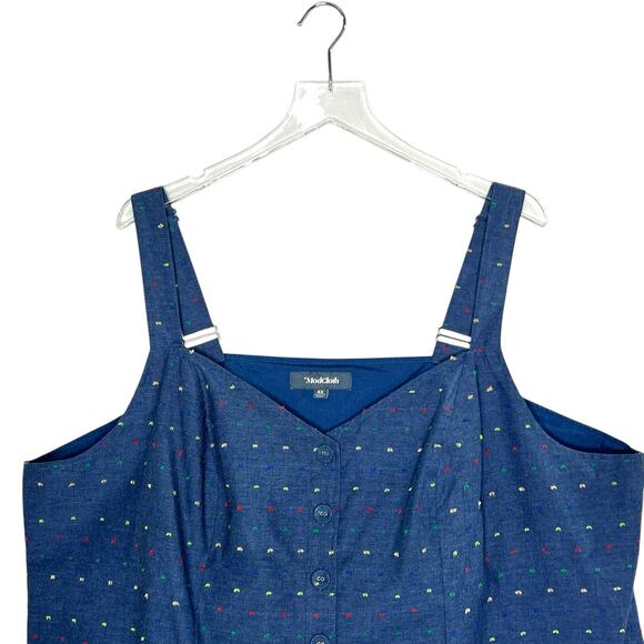 ModCloth 4X Flirtation Bustier Cotton Rainbow Speckled Denim Top Sleeveless - Picture 5 of 9